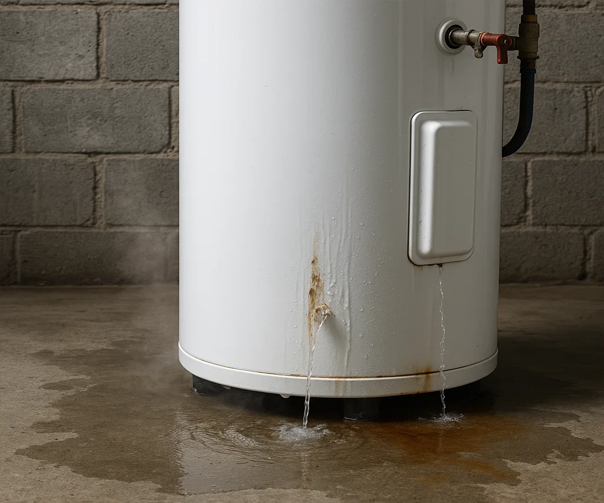 Old leaking water heater
